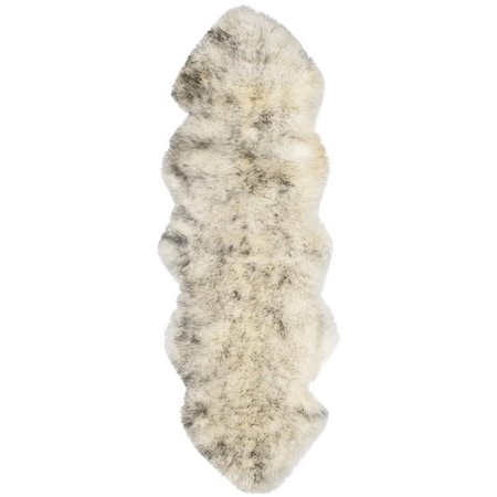 Flowers First 2 x 6 ft. Sheep Skin Natural Sheep Skin Made within Acid Dying Runner Rug Ivory & Smoke Grey FL1874493